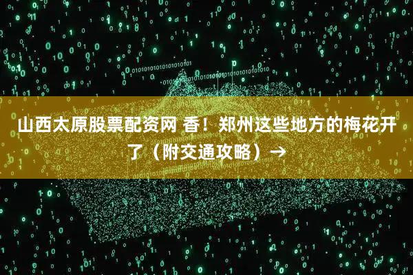 山西太原股票配资网 香！郑州这些地方的梅花开了（附交通攻略）→